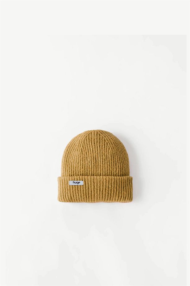 Huge Beanie Small Tag Mustard - 1
