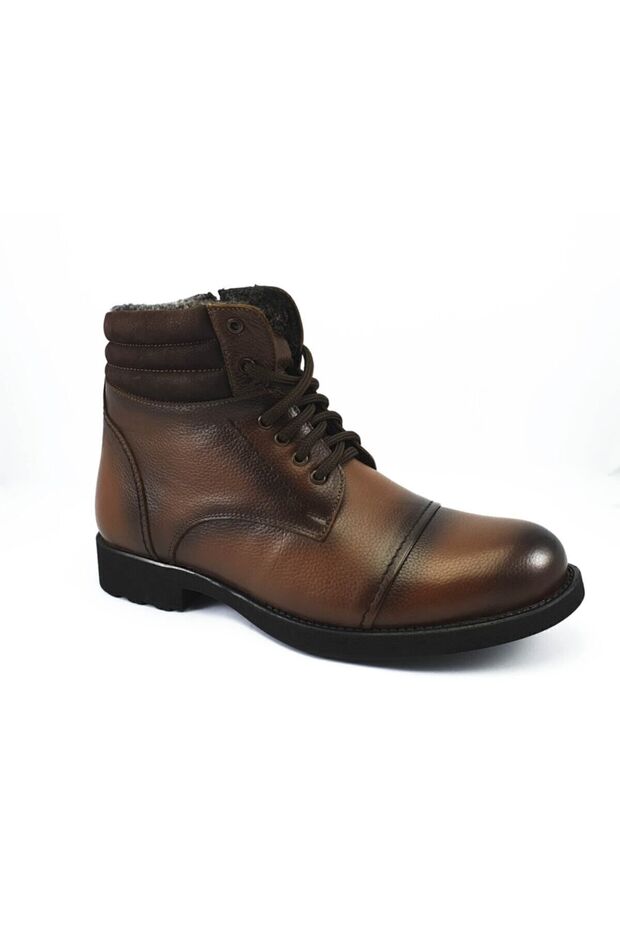 Men's Tan Leather Bound Side Zipper Boots