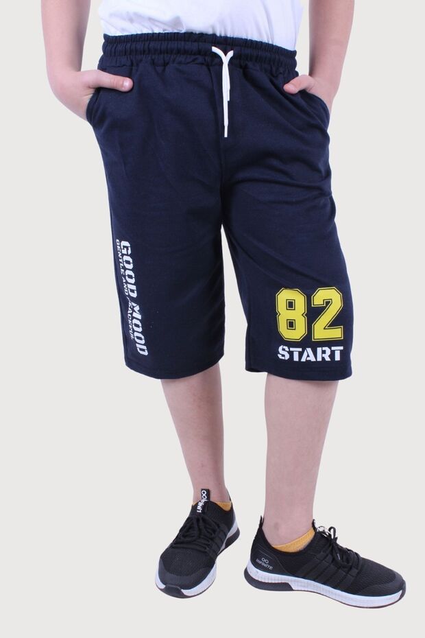 Boy's Printed Detailed Capri-Shorts with Elastic Waistband