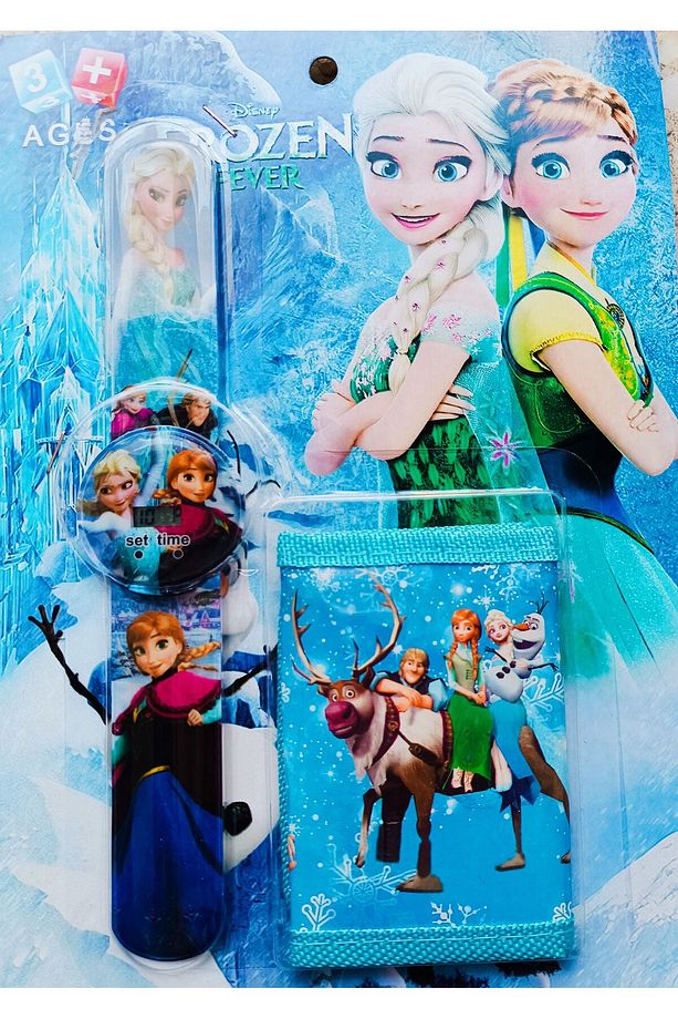 Frozen Elsa çocuk saati ve cüzdan set ikisi bir arada - 5