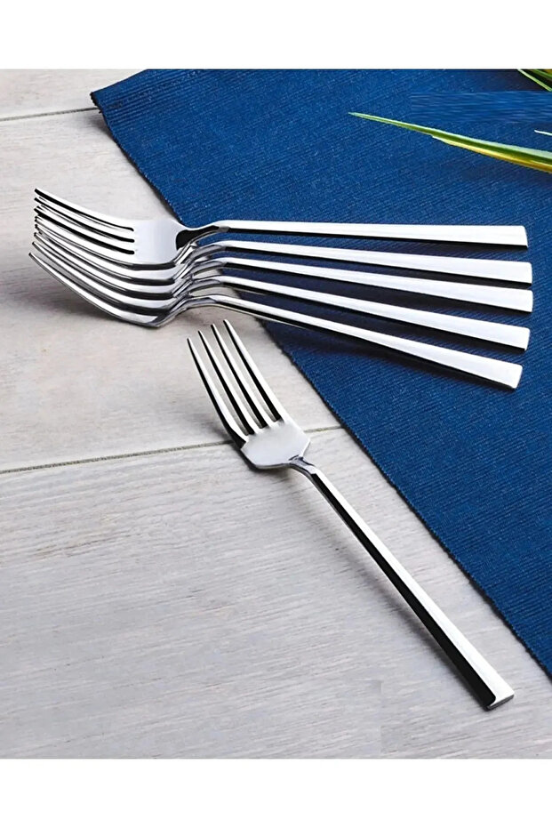 6 adet natural düz model tatlı Çatalı - 1