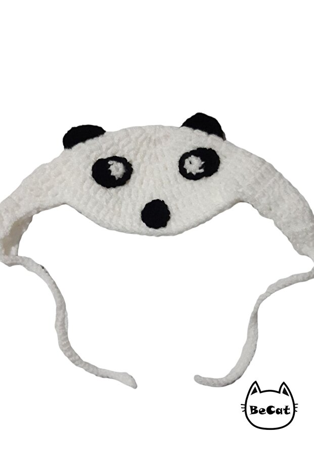 نموذج الباندا محبوك قبعة القط وملحق القبعة - 1