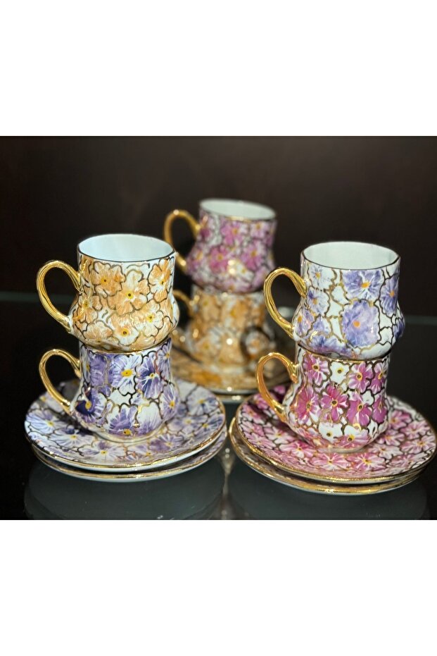 Hand painted coffee cup set - 3