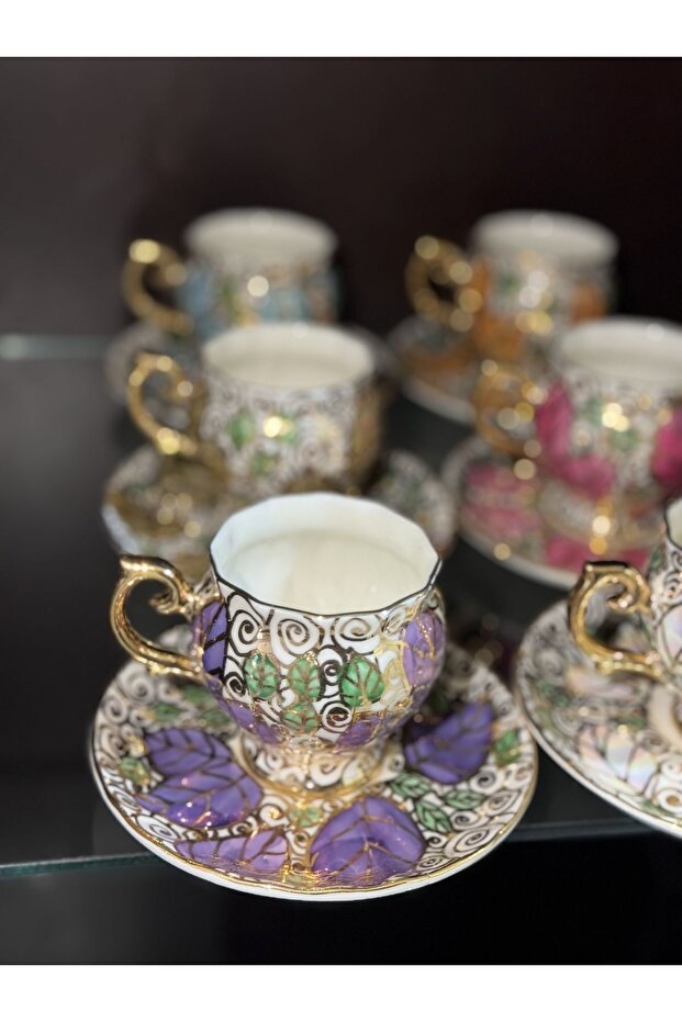 Hand painted coffee cup set - 3