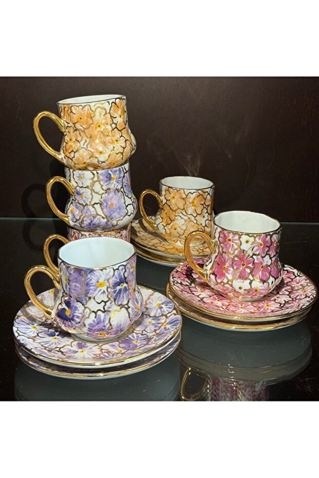 Hand painted coffee cup set - 5
