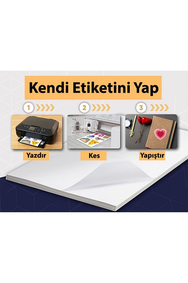 A4 Etiket 100 tane A4 Yapışkanlı Etiket A4 Lazer Etiket A4 Baskısız Etiket - 8