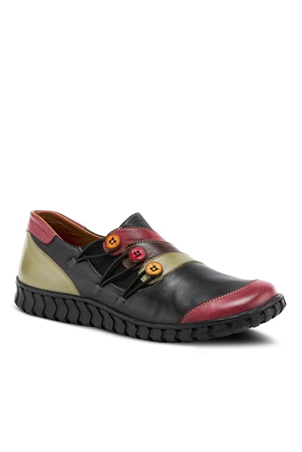 Black & Red Leather Casual Shoes - Model Name - Sydney