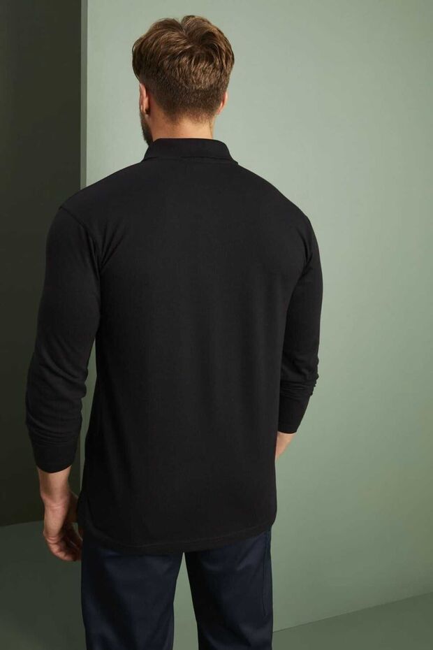 Polo Yaka Uzun Kol T-shirt Okul Tişörtü 100%100 Pamuklu Tişört - 1