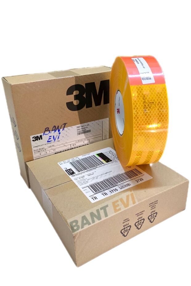 شريط عاكس أصفر من 3M، 55 مم × 50 م، 3M-983، ماسي، معتمد من TÜVTÜRK