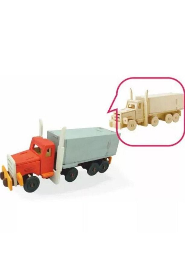 3d Ahşap Puzzle Tır 38 Parça Kendin Yap Kit (dıy, Yapboz, Boyanabilir) - 4