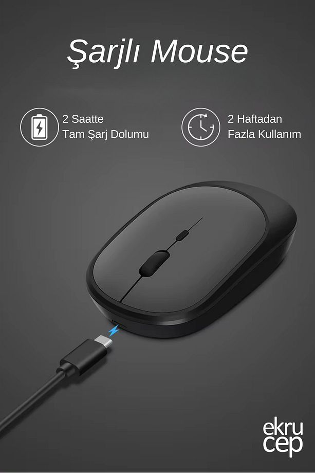 Kablosuz Mouse Wireless ve 2.4g Bluetooth Sessiz Mouse Uzun Şarj Süresine Sahip ve DPI Ayarlı - 5