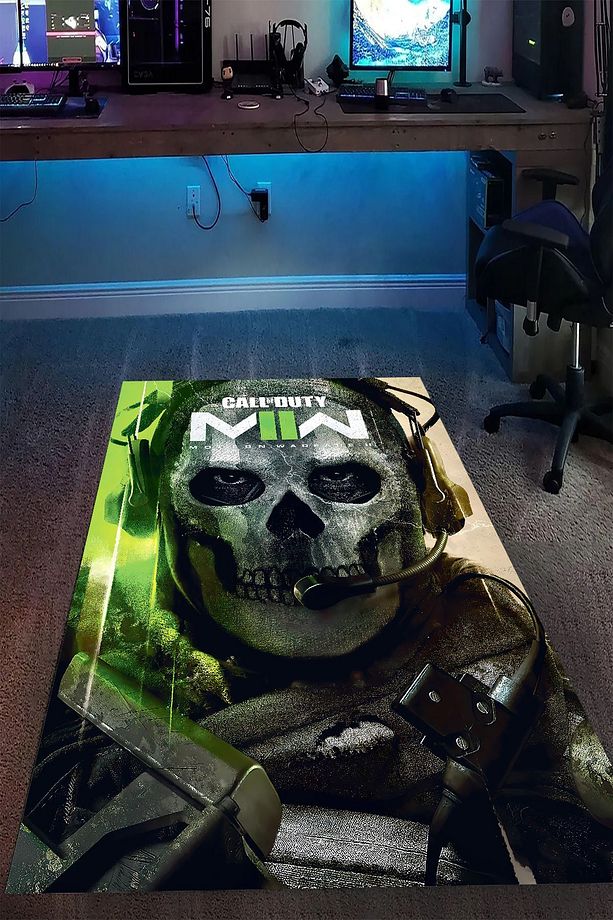 Kaymaz Taban Makinede Yıkanabilir Gaming COD Call of Duty Oyuncu Gamer Genç Odası Halısı - 1