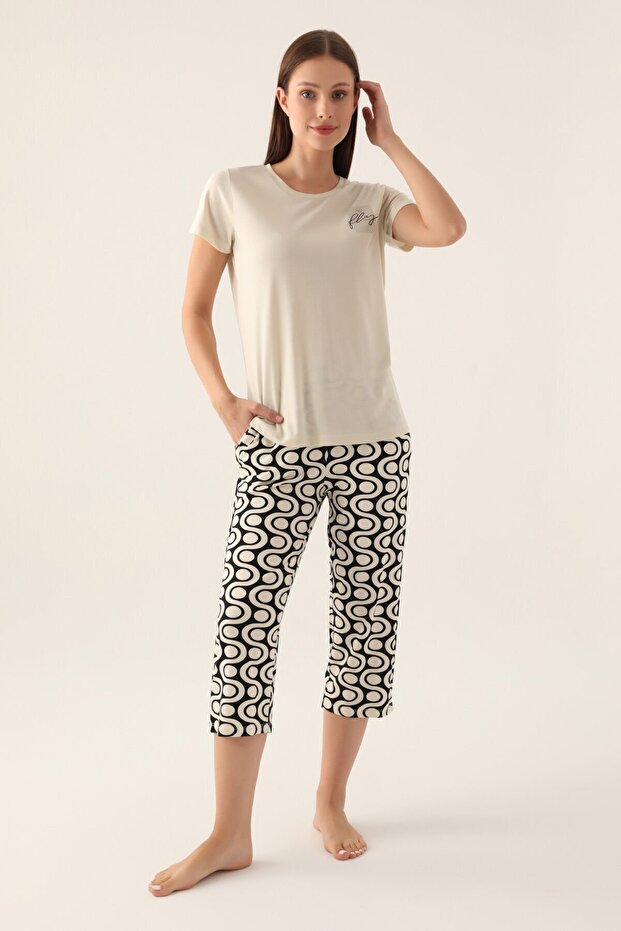 2894 What If You Kadın Kapri Pijama Takım - 1