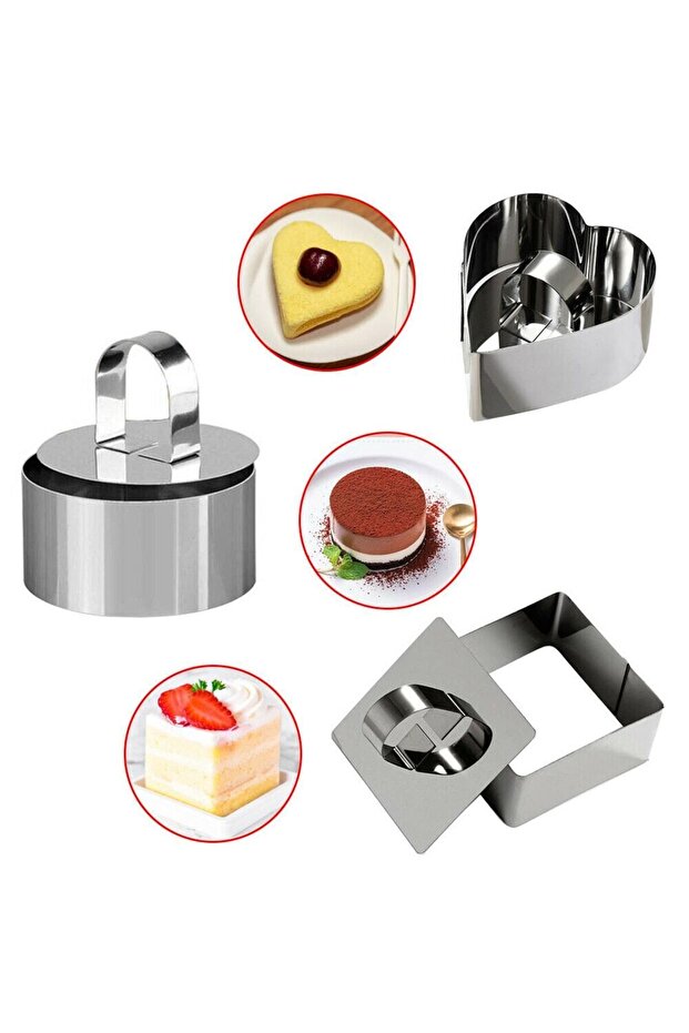 Narkalıp Stainless Parfait Cake Mold Set of 3 Diameter 8cm