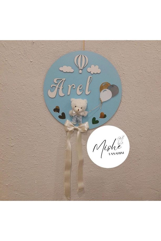 Mishe Tasarım Ahşap Erkek Çocuk Odası Yenidoğan Kapısüsü Uçan Balon Model - 2