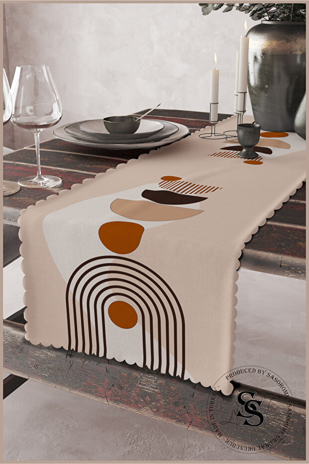 Digital Printed Ethnic Velvet Runner - Table Objects Patterned - 1