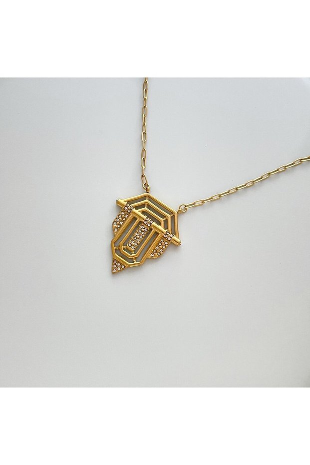 Serenay Tarnish Stainless Steel Gold Stone Locket Necklace