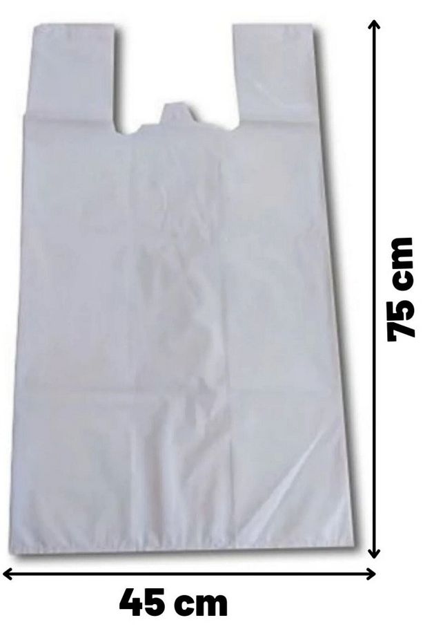 15 ADET KURBAN POŞETİ 45X75 KALIN KOKUSUZ KALIN ÇÖP POŞETİ ATLET POŞET BÜYÜK BOY BEYAZ POŞET - 1