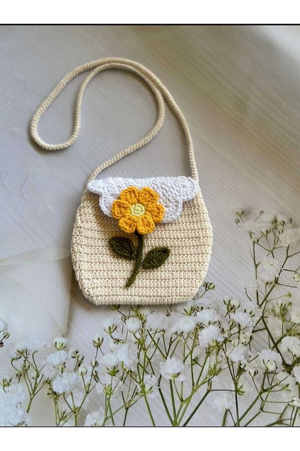 Papatya Model Handmade % 100 Cotton Manyetik Mıknatıslı Çocuk Çantası - 1
