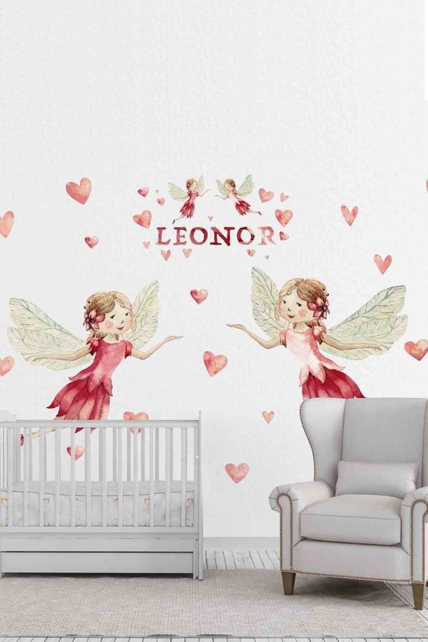 Twin Fairy Girl's Room Pastel Color Wall Sticker Set