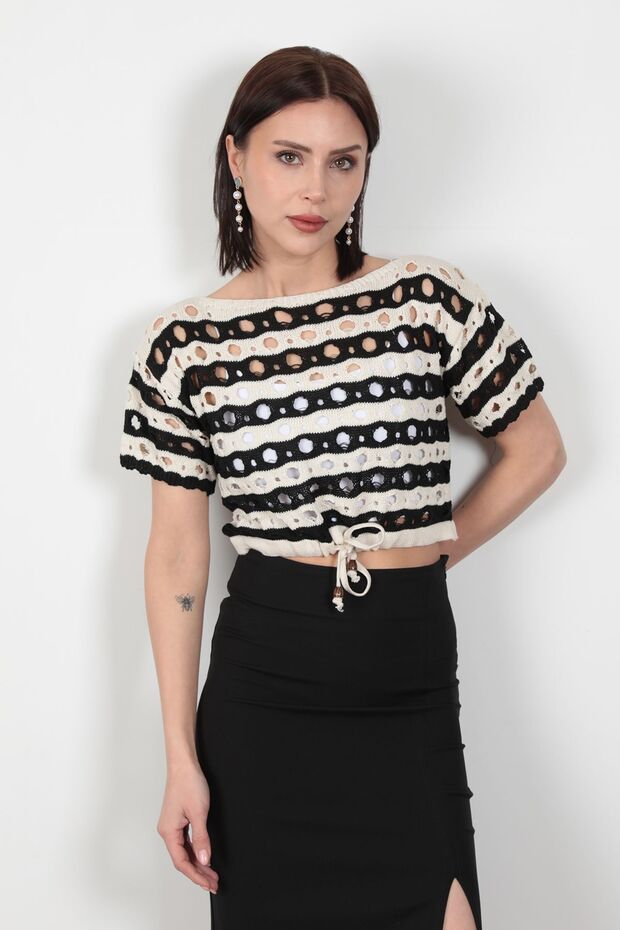 Women's Striped Short Sleeve Blouse