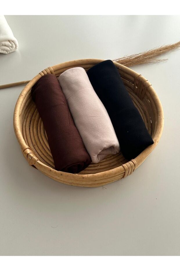 Combed Cotton Shawl Set of 3 Jersey Shawl Lycra Shawl Jersey Hijab Lycra Hijab (Coffee - Beige - Black)