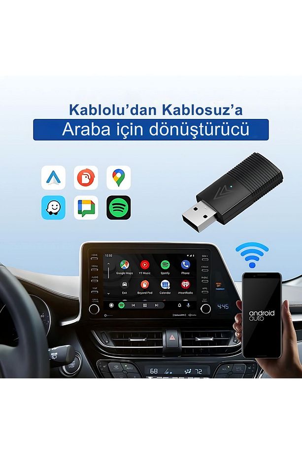 Araç Içi Android Cihazlar Için Kablosuz Android Auto Adaptörü, Wireless Android Auto Çevirici - 2