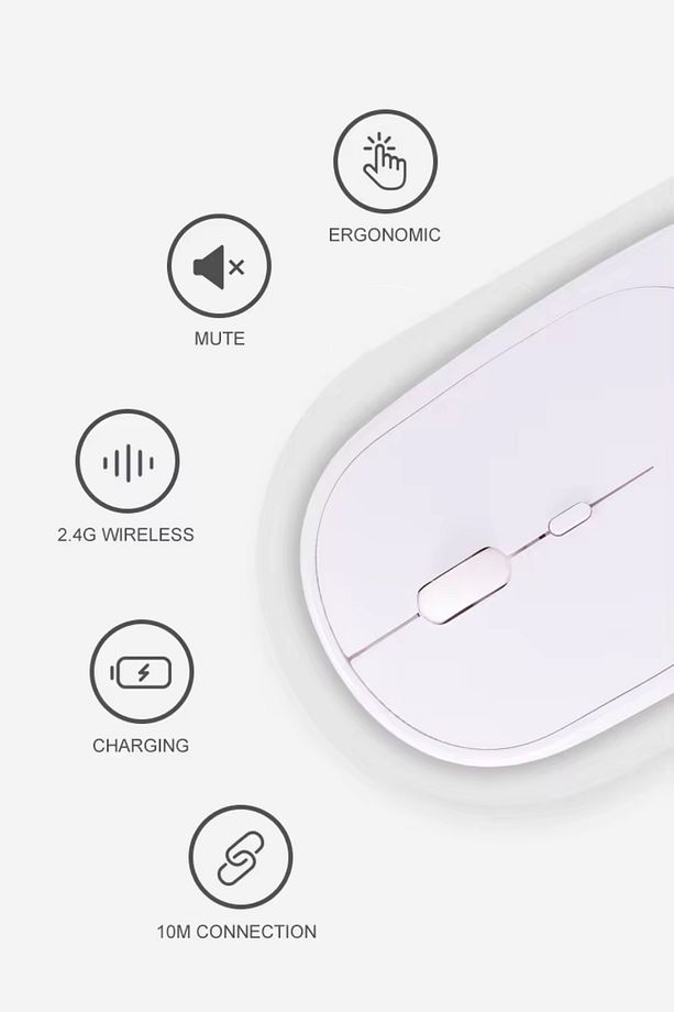 Kablosuz Sessiz Wireless Ve Bluetooth Mouse Ergonomik Sağ-Sol El Kullanımına Uygun Mousepad Hediyeli - 7