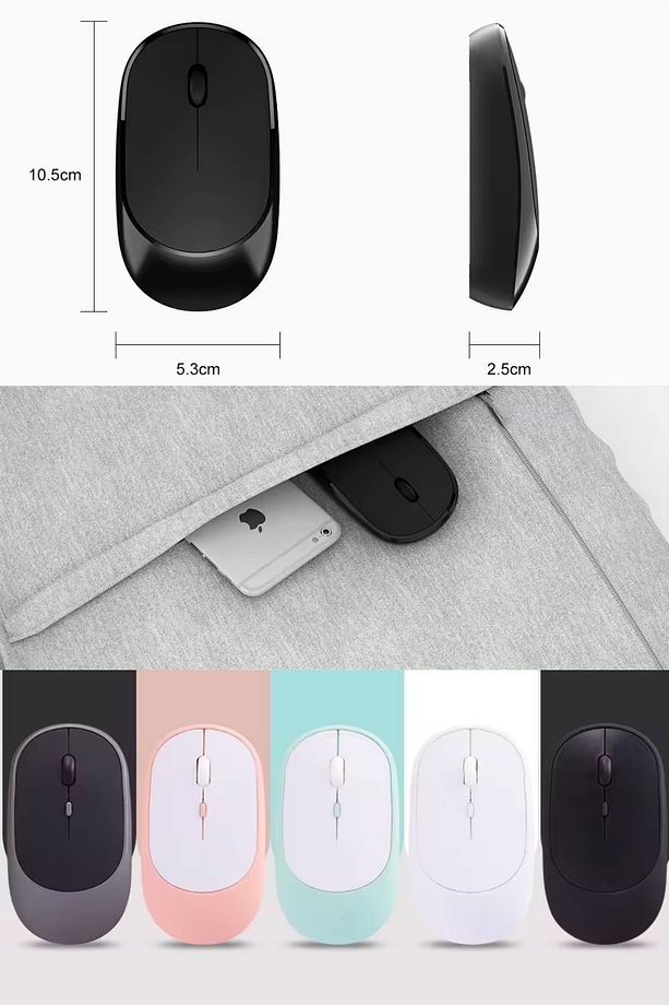 Kablosuz Sessiz Wireless Ve Bluetooth Mouse Ergonomik Sağ-Sol El Kullanımına Uygun Mousepad Hediyeli - 6