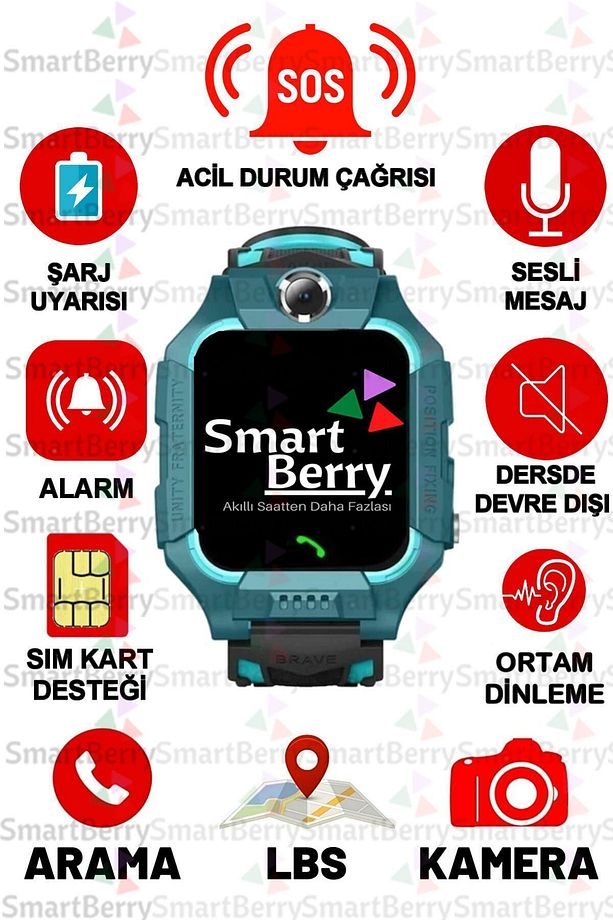 Z2 Lbs Konumlu Akıllı Çocuk Takip Saati Sim Kartlı Arama, Kameralı, Gizli Dinleme Özellikli - Yeşil - 4