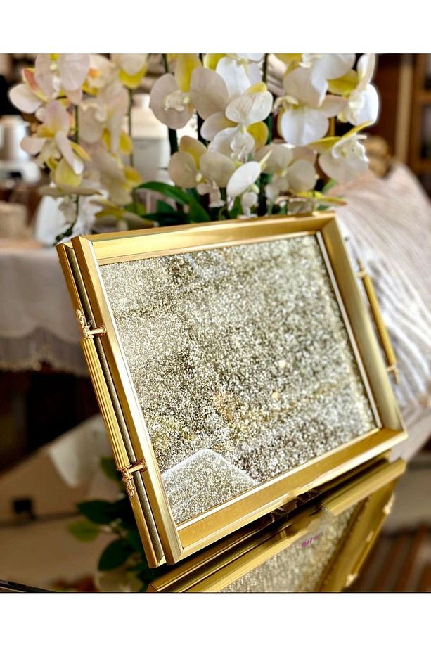 Gold Çay Tepsisi,altın Çay Tepsisi, Lüks Çay Tepsisi - 3