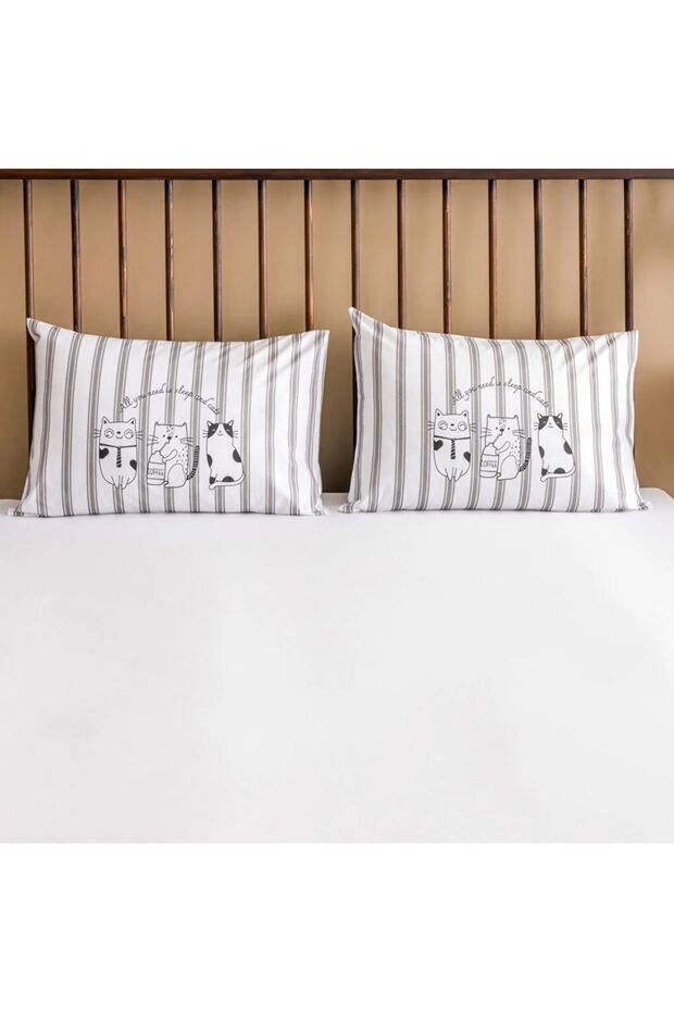 غطاء وسادة مطبوع عليه قطة من LCW HOME 2 قطعة 50x70 سم