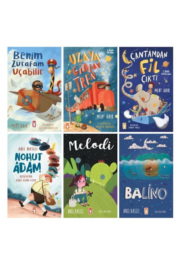 Mert Arık - Anıl Printed 6 Book Set - My Giraffe Can Fly - Elephant Came Out of My Bag - Balino - Melodi