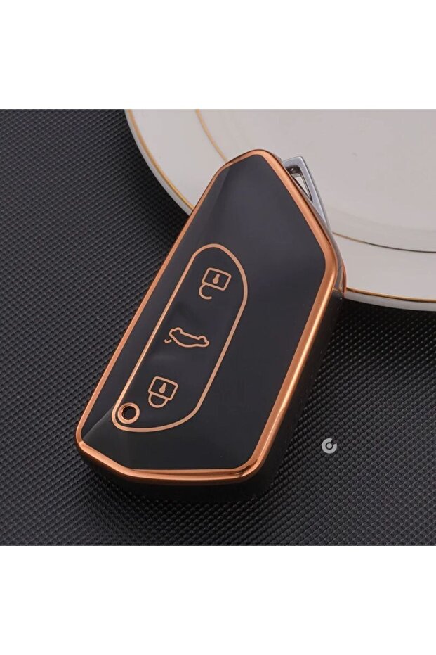 Volkswagen Golf Passat Arteon Tiguan Caddy Tpu Key Case Cover (Black Gold - Without Sustas)