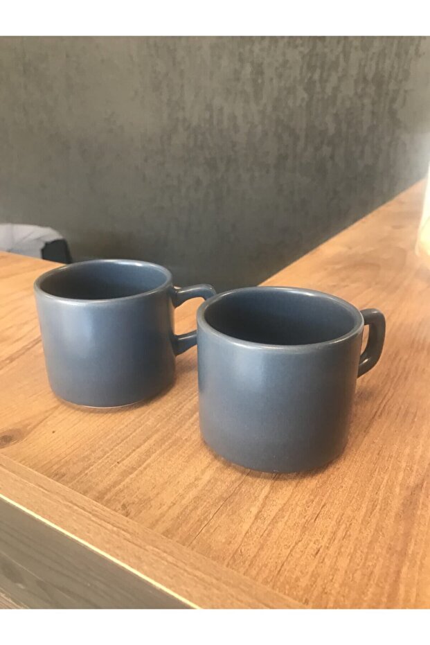 8 Cm Stackable Çay Fincanı Mat Mavi 2 Li - 1
