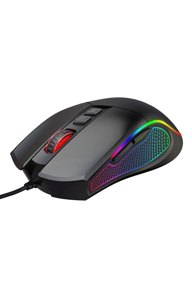 Claw's Crossfire V1 12800 Dpi Full Wide RGB Özel ABS Doku Reflex Örgü Kablolu Gaming Mouse Siyah - 4