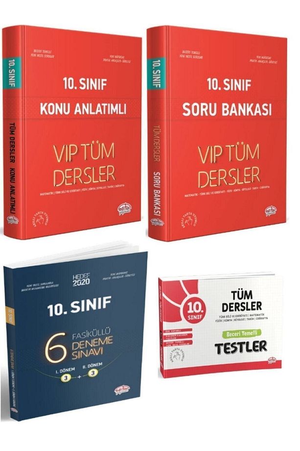 10. Sınıf Tüm Dersler Vip Konu Anlatımlı + Soru Bankası + Yaprak Test + 6 Fasiküllü Deneme 4 Lü Set - 1