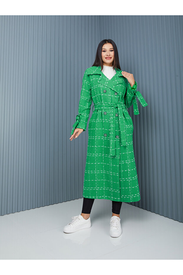 Oversize Coat - Plaid Patterned - 4