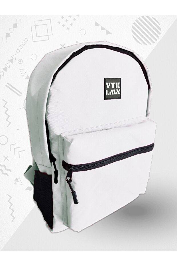 Unisex White School And Backpack