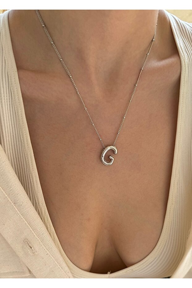 Silver Balloon G Letter Women's Necklace