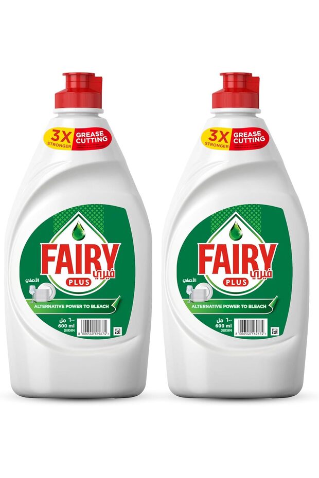 Plus Original Dishwashing Liquid Soap With Alternative Power To Bleach, 2 X 600 Ml