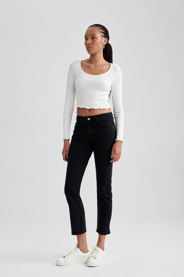 Slim Fit Slim Fit High Waist Pocket Ankle Length Jean Trousers A7550Ax23Au