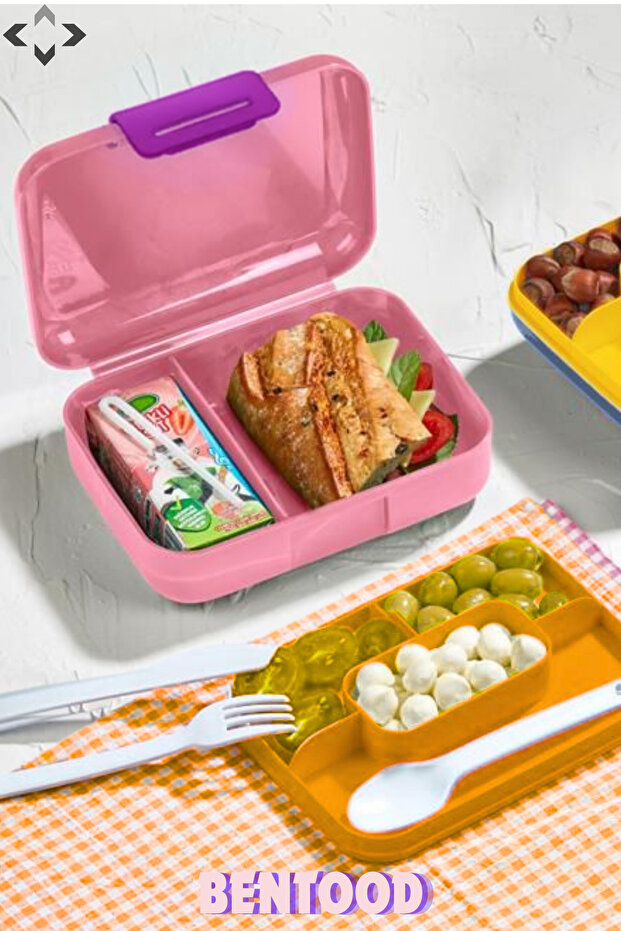 صندوق غداء متعدد الأغراض من Bentood مكون من طبقتين و5 أقسام مع غطاء قابل للقفل وحاوية تخزين لحمل الطعام