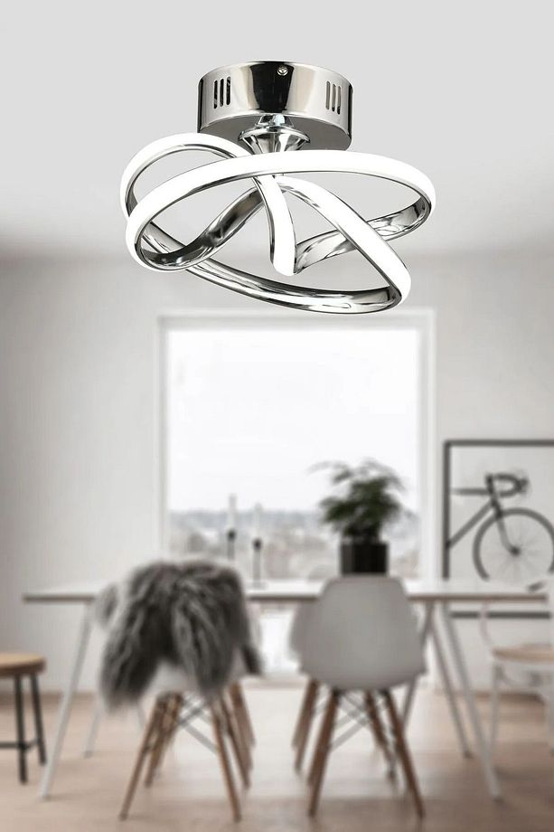 Eclipse Model Krom Kaplama Metal Salon Mutfak Oturma Yatak Odası Modern Led Plafonyer Avize - 4