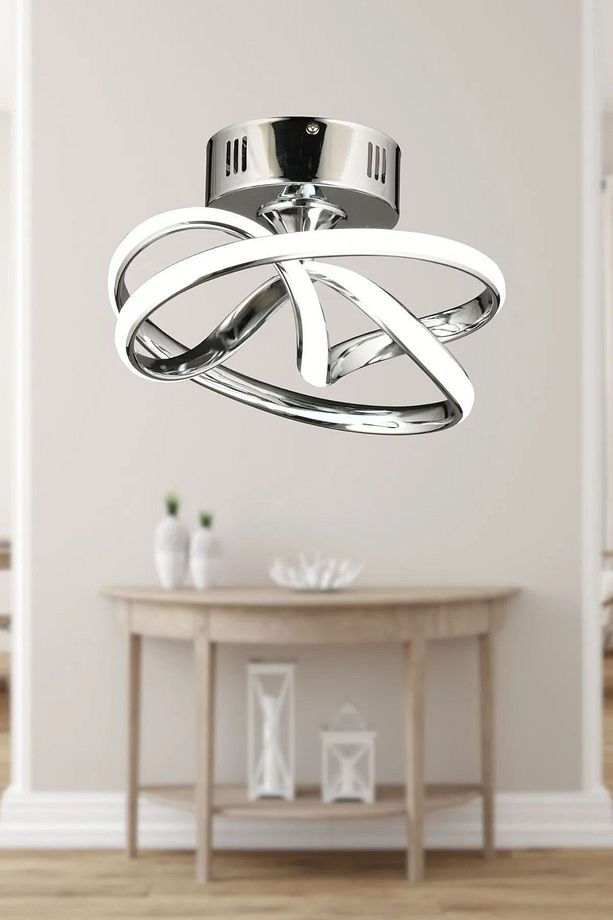 Eclipse Model Krom Kaplama Metal Salon Mutfak Oturma Yatak Odası Modern Led Plafonyer Avize - 6