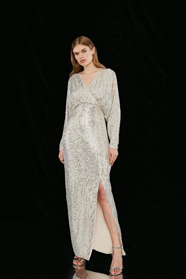 Maxi Size Sequin Cross Front Dress