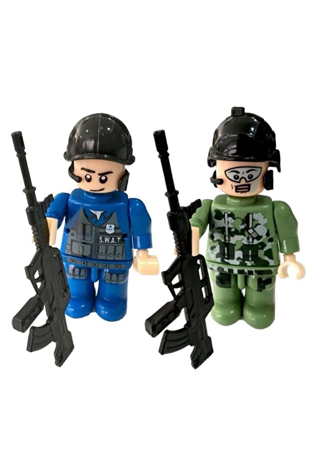 Mini Soldier and Mini Police Figures - 8 CM Minifigure 2-Piece MEGASET
