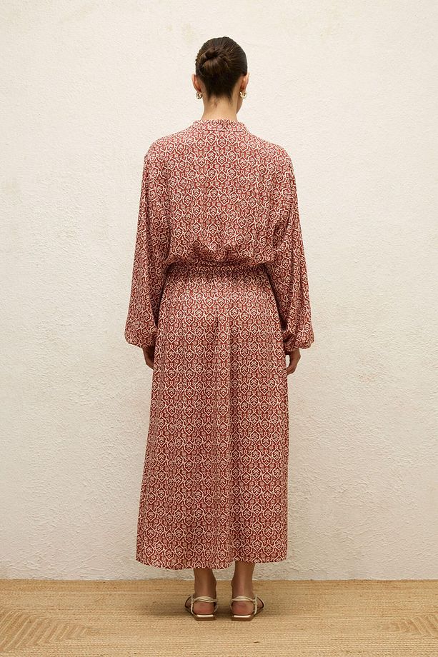 VİSKON DESENLİ ELBİSE BOHO - 8