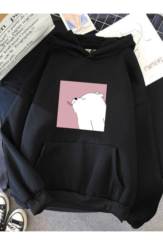 Unisex Print Oversize Hooded Sweatshirt