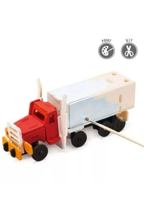 3d Ahşap Puzzle Tır 38 Parça Kendin Yap Kit (dıy, Yapboz, Boyanabilir) - 2